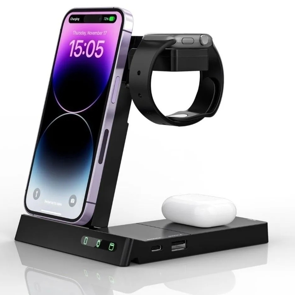 6-in-1 Wireless Charging Station iPhone Apple Foldable Stand Dock New